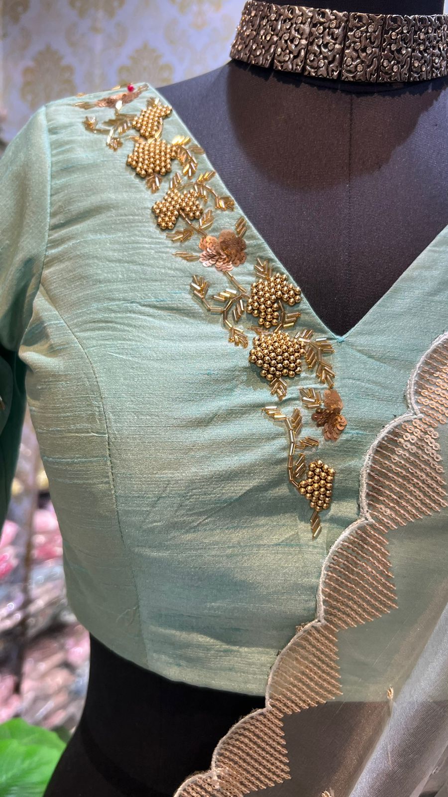 Cyan blue handmade Blouse (only blouse)