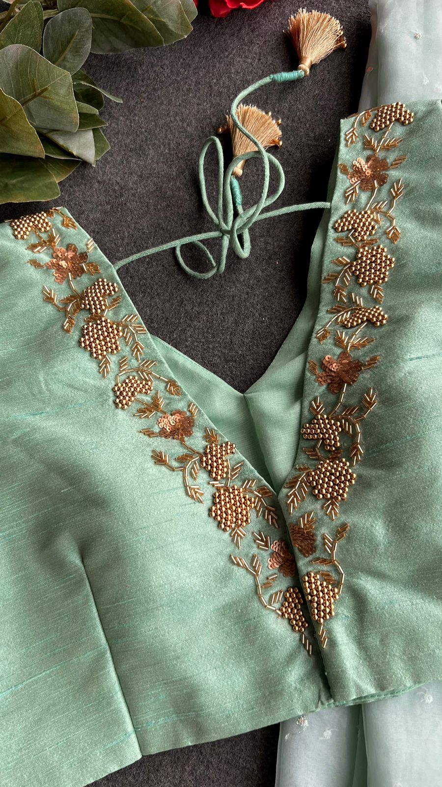 Cyan blue handmade Blouse (only blouse)