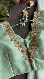 Cyan blue handmade Blouse (only blouse)