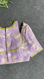 Lavender floral jacquard Intricate JEWEL hand work blouse