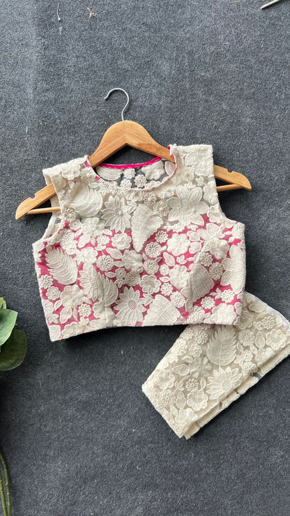 White-pink embroidery handwork blouse