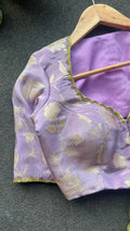 Lavender tissue banarasi hand work blouse (Only blouse)
