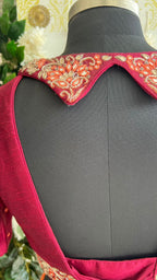 Orange & maroon banarasi hand painted & embroidered lehenga