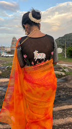 Pure jute silk cow embroidery blouse
