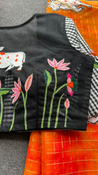 Pure jute silk cow embroidery blouse