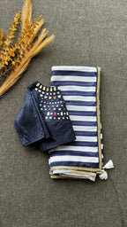 Navy blue silk original mirror work blouse (only blouse)