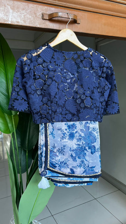 Blue thread embroidered blouse (only blouse)