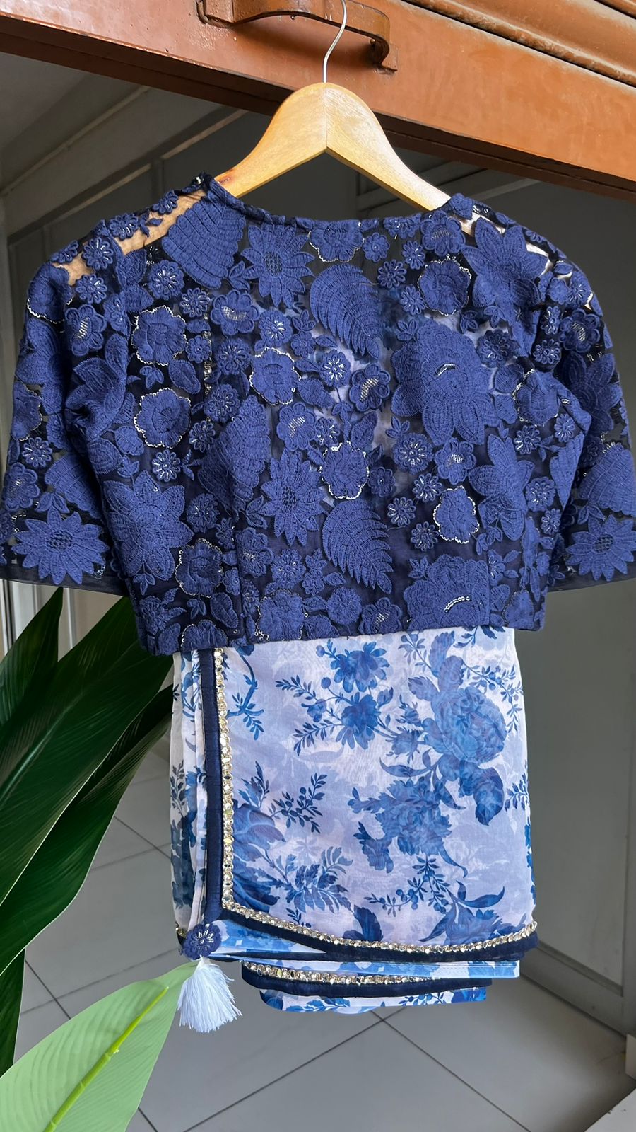 Blue thread embroidered blouse (only blouse)