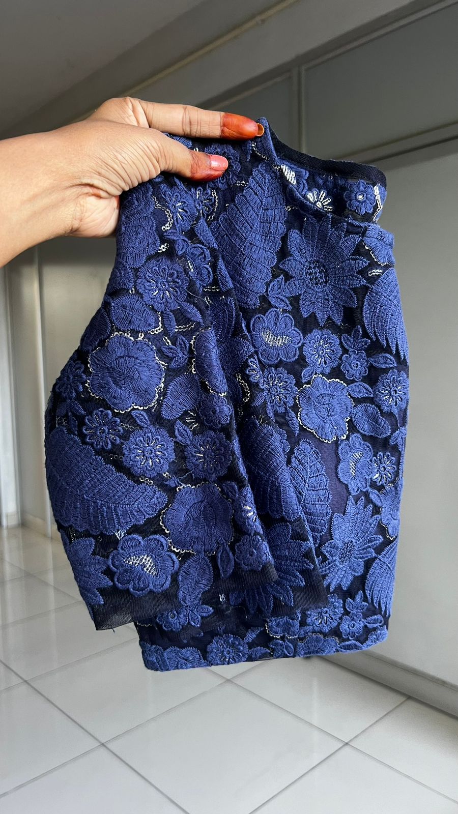 Blue thread embroidered blouse (only blouse)