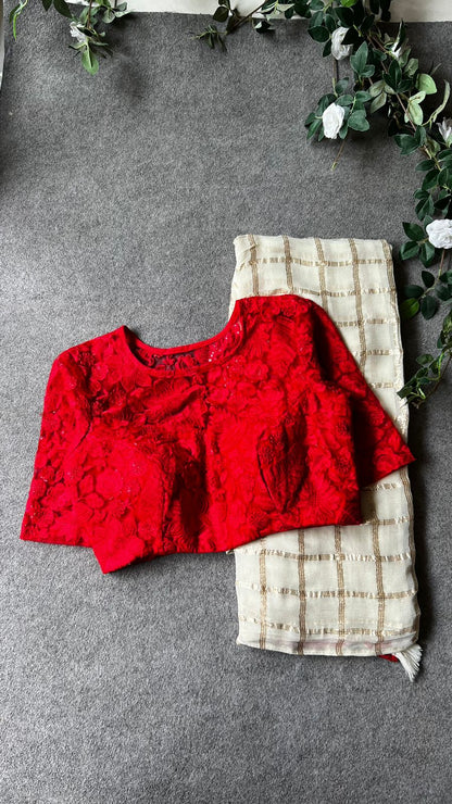 Red thread embroidery blouse (only blouse)