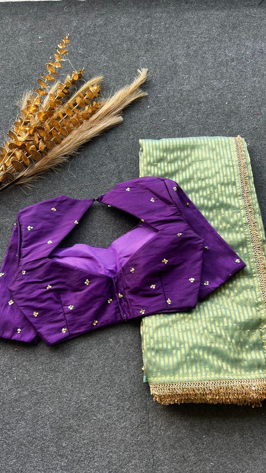 Purple silk hand worked blouse (only blouse)