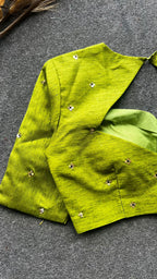 Green silk hand worked blouse (only blouse)