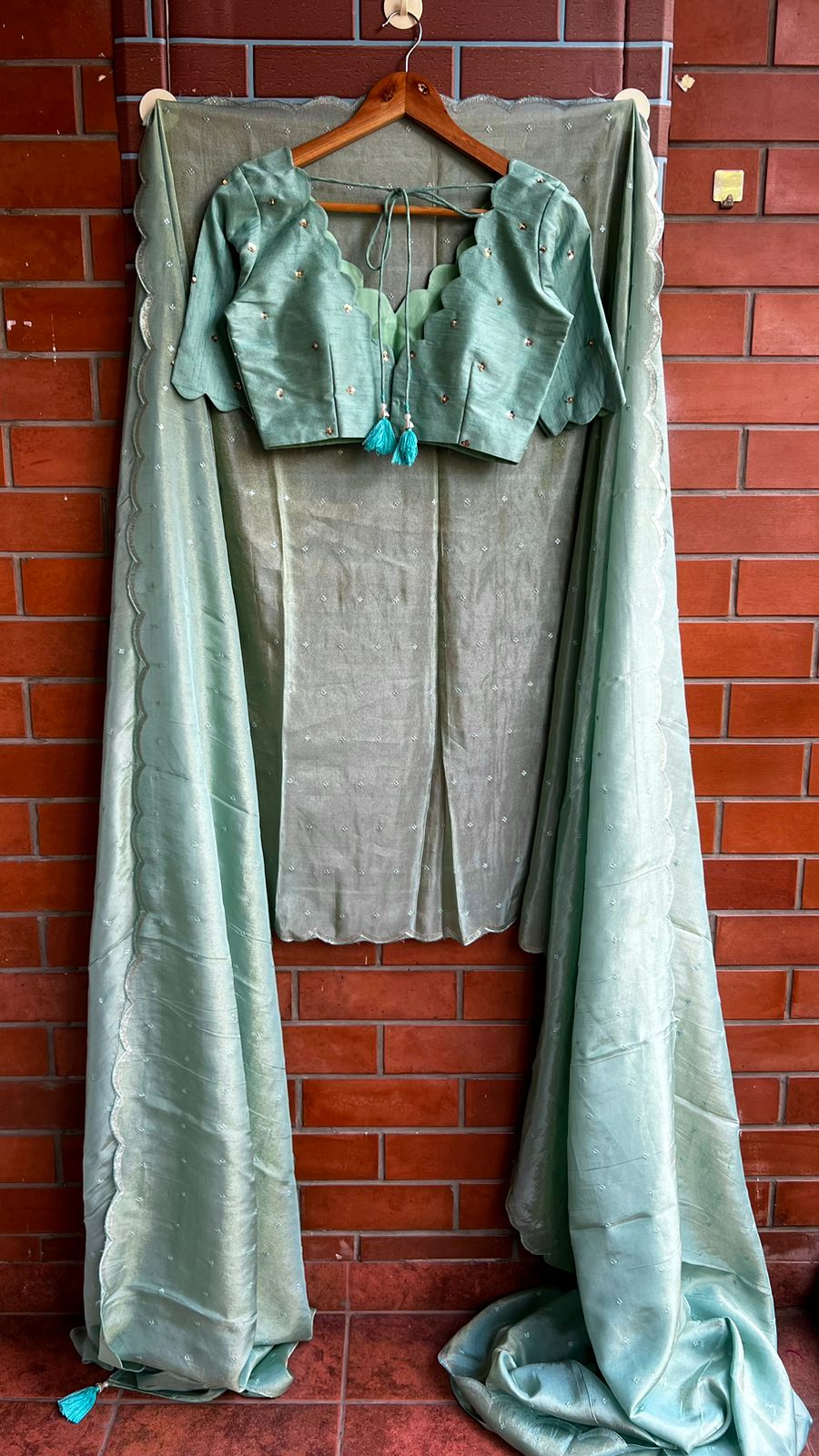 Cyan blue hand worked blouse (only blouse)