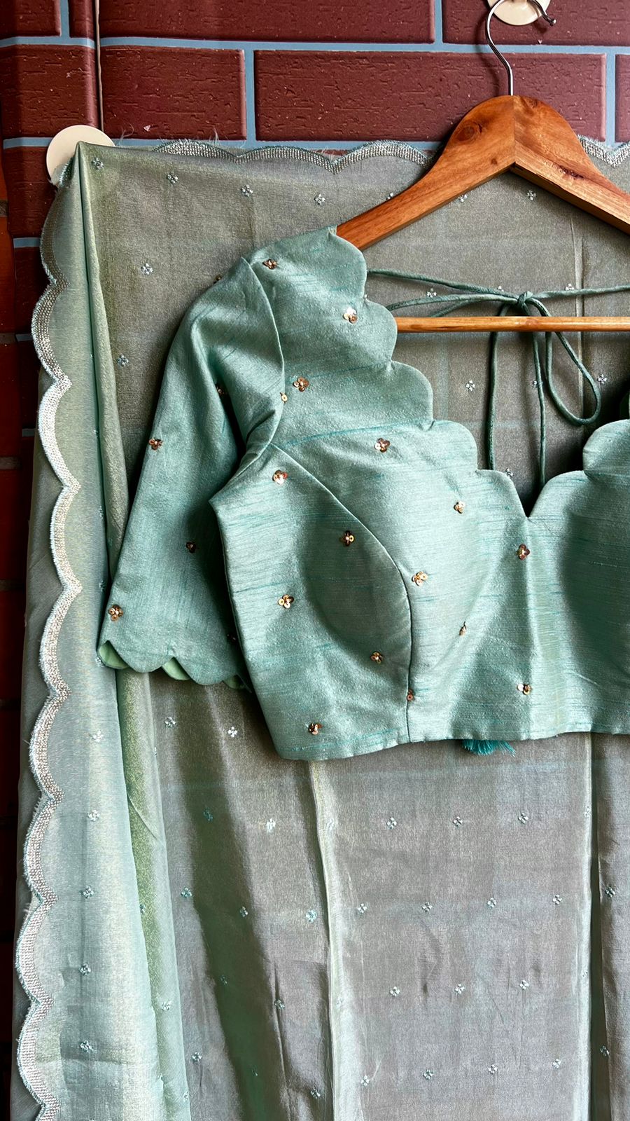 Cyan blue hand worked blouse (only blouse)