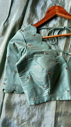 Cyan blue hand worked blouse (only blouse)