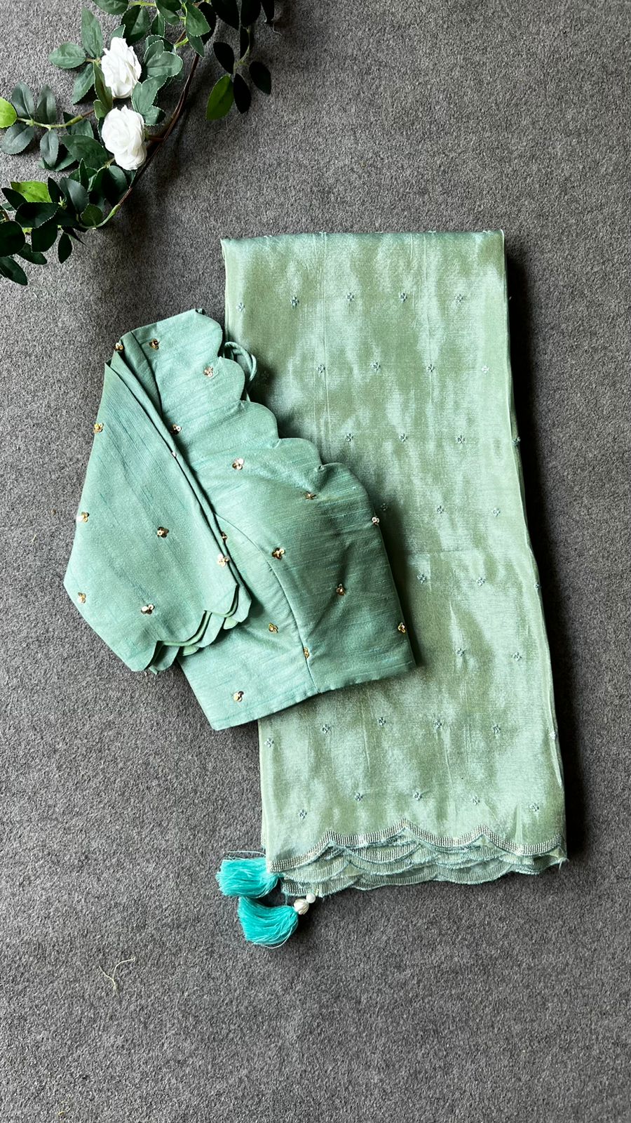 Cyan blue hand worked blouse (only blouse)