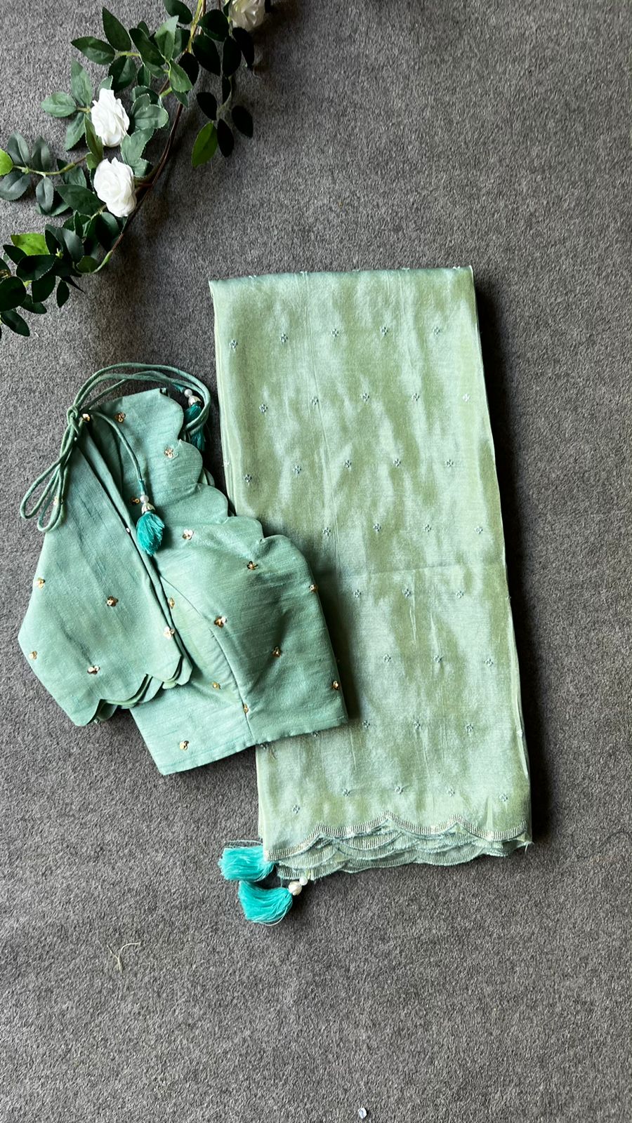 Cyan blue hand worked blouse (only blouse)