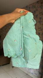 Cyan blue hand worked blouse (only blouse)