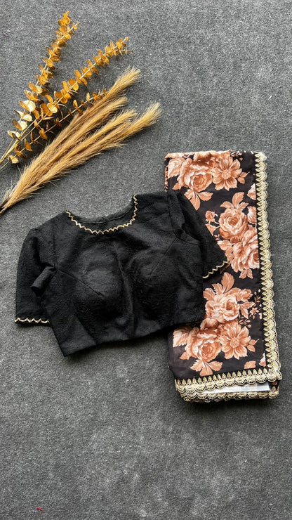 Black netted hand work blouse ( only blouse)