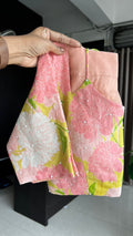 Pink floral patterned & handwork blouse (only blouse)