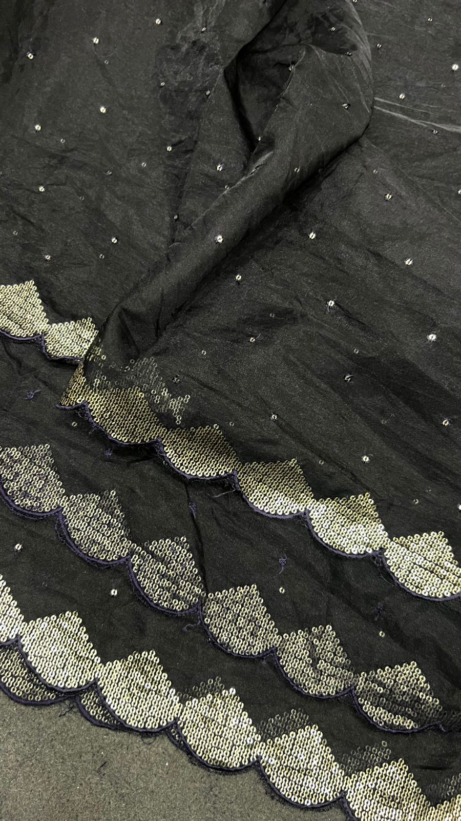 Black organza saree with printed hand work blouse