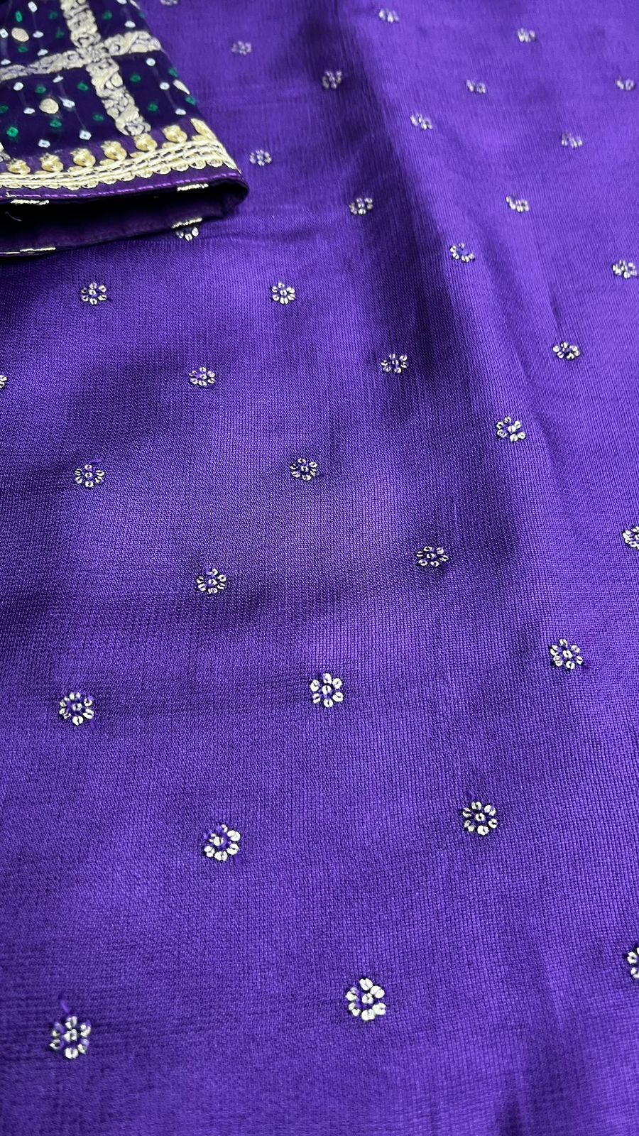 Purple jute saree with purple banarasi blouse