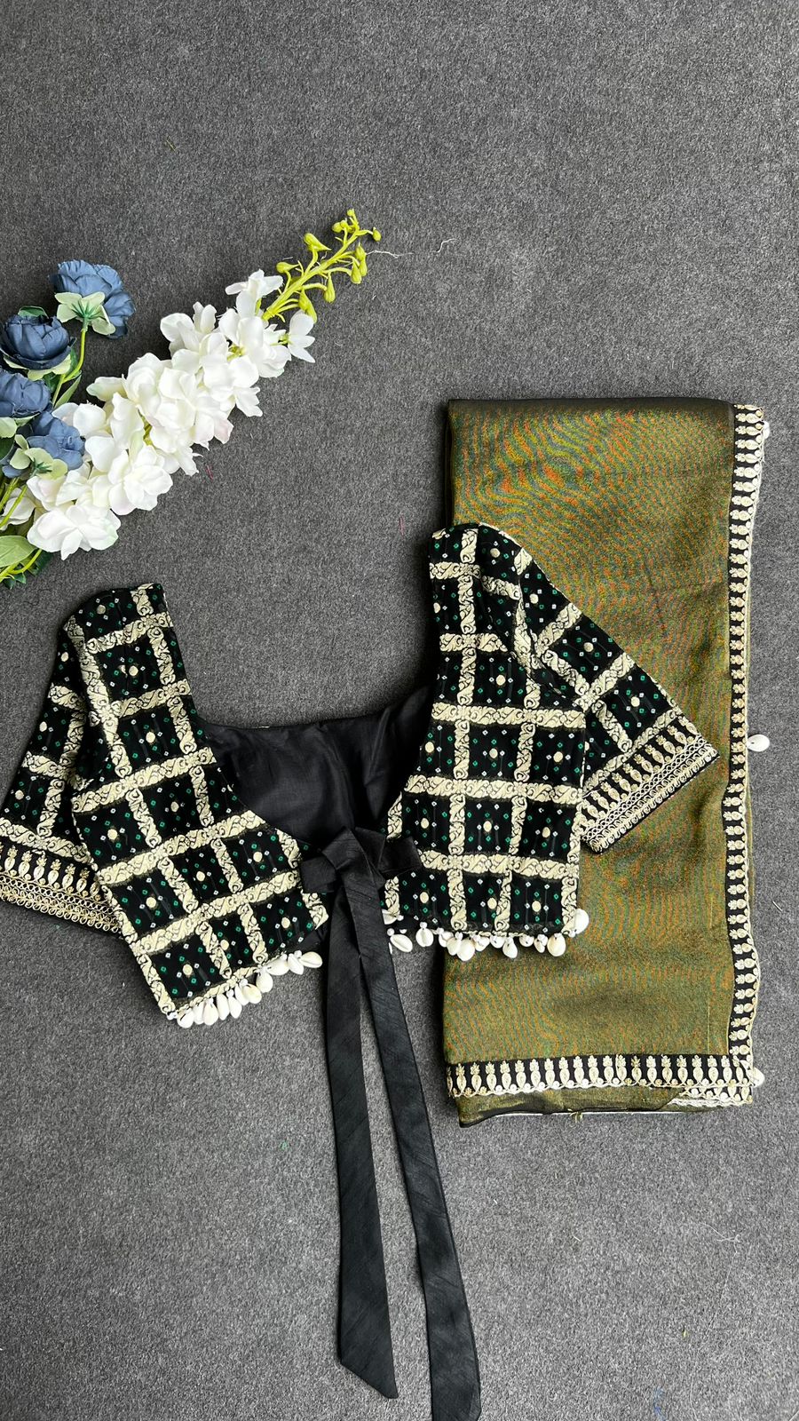 Black banarasi embroidery blouse (only blouse)