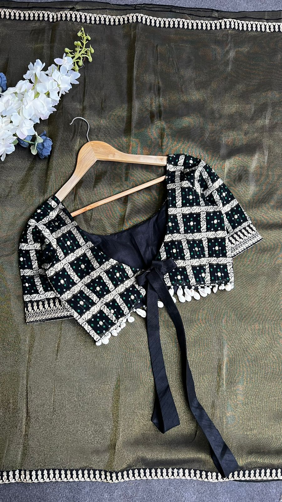 Black banarasi embroidery blouse (only blouse)