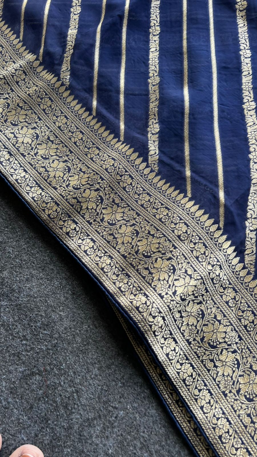 Midnight blue banarasi georgette saree with blouse