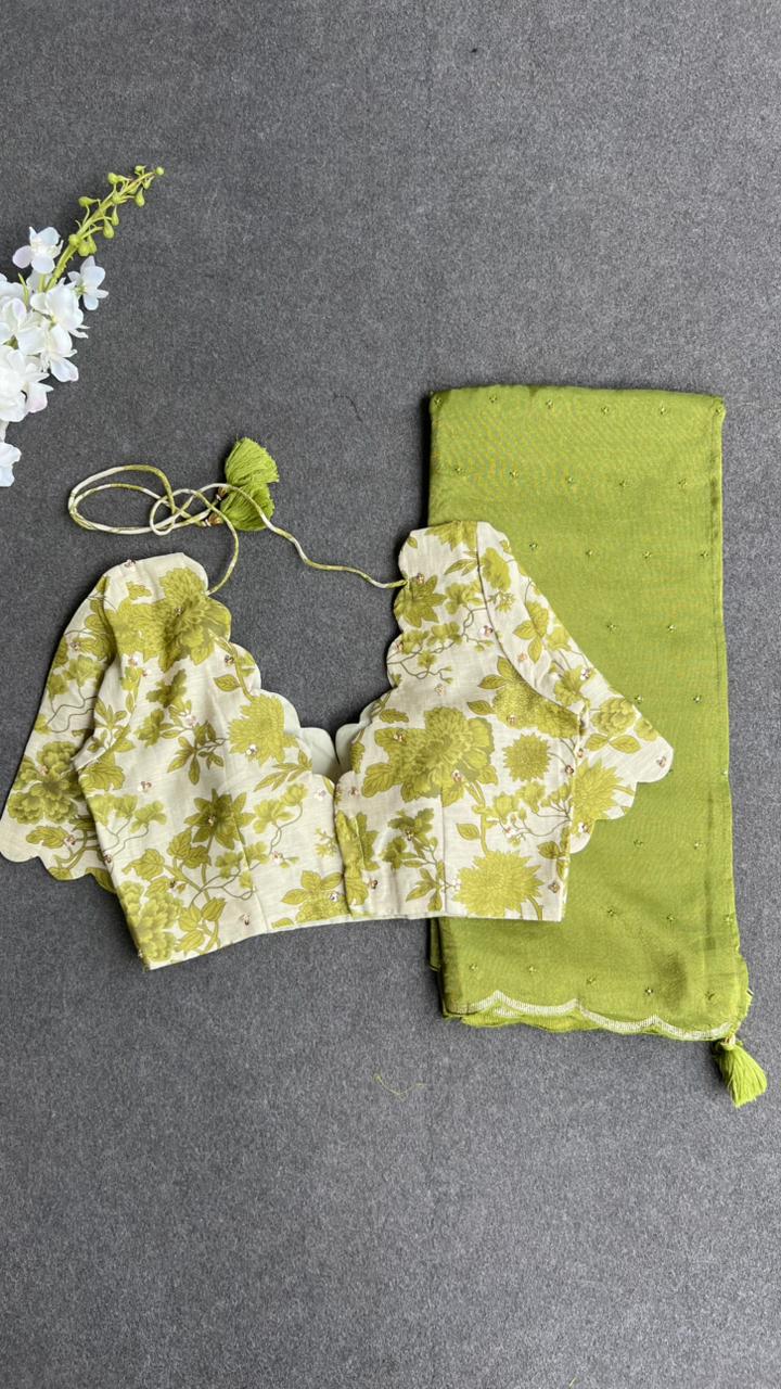 Cream linen hand worked blouse (only blouse)