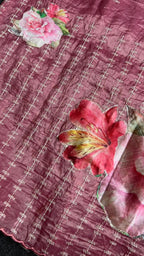 Onion pink organza saree with floral blouse