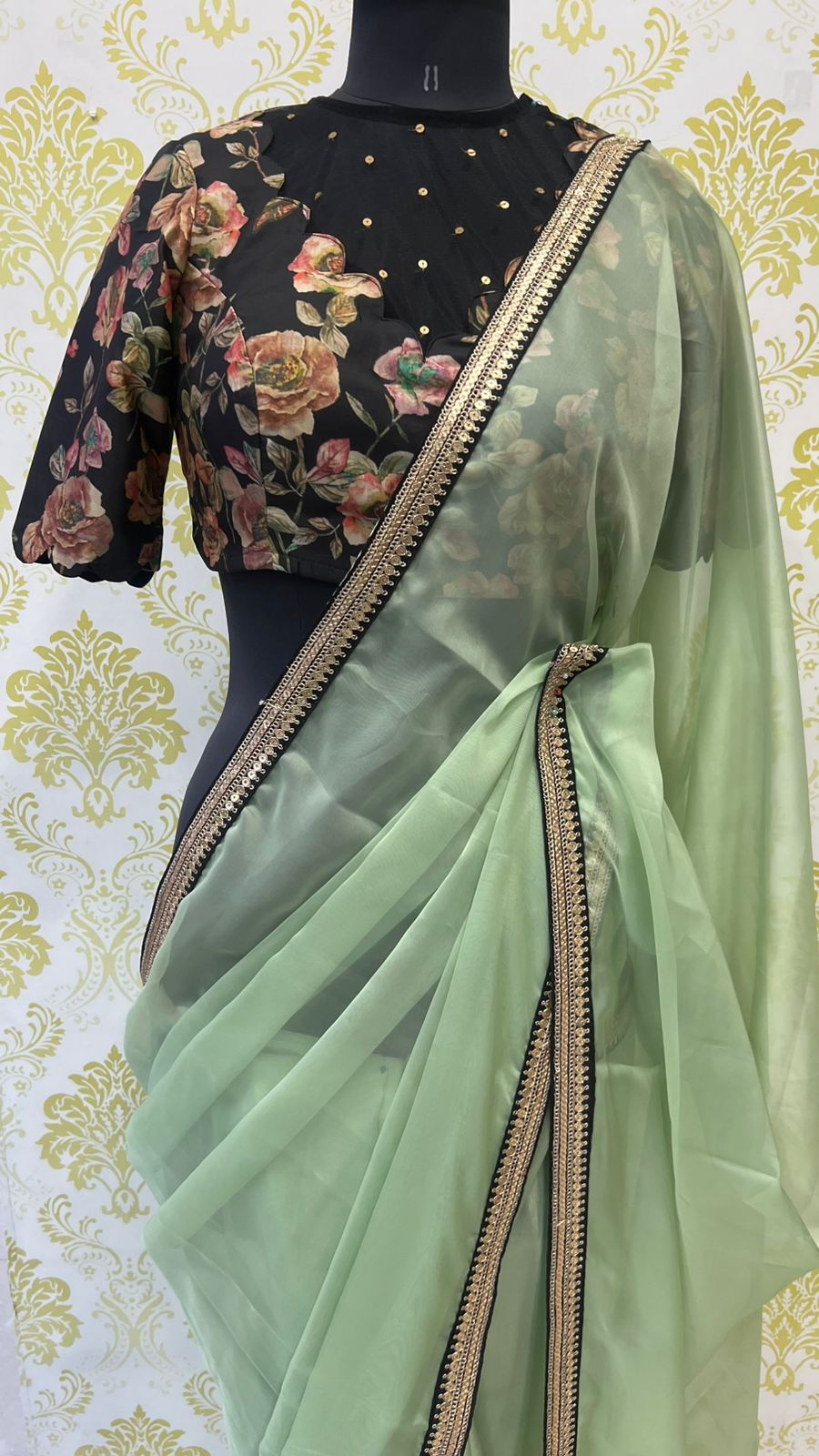 Black floral handwork blouse (only blouse )