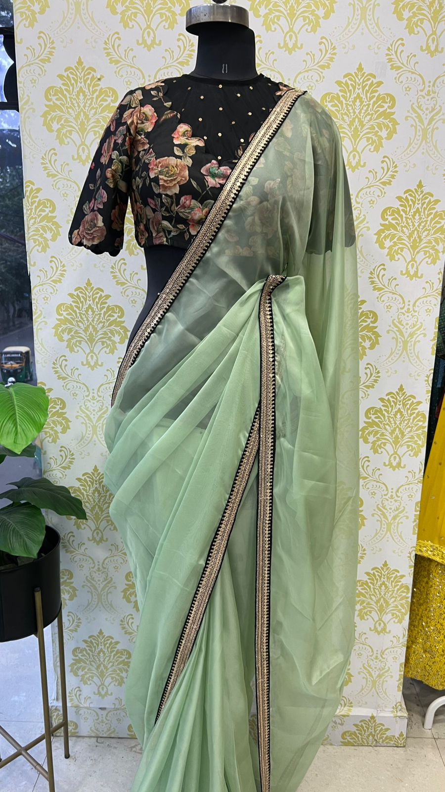 Black floral handwork blouse (only blouse )