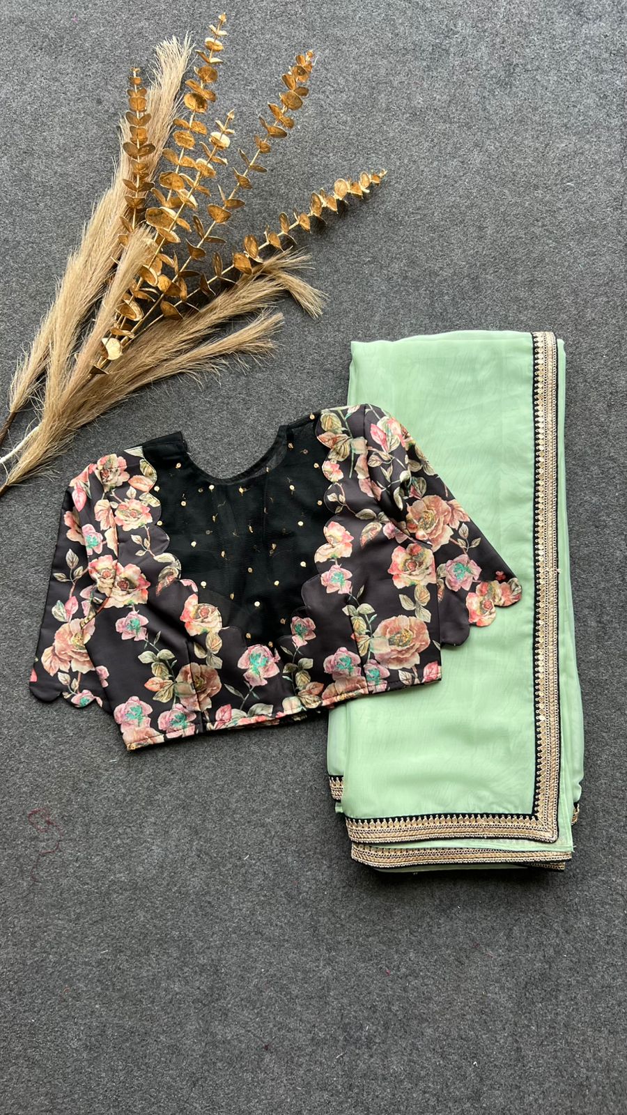 Black floral handwork blouse (only blouse )