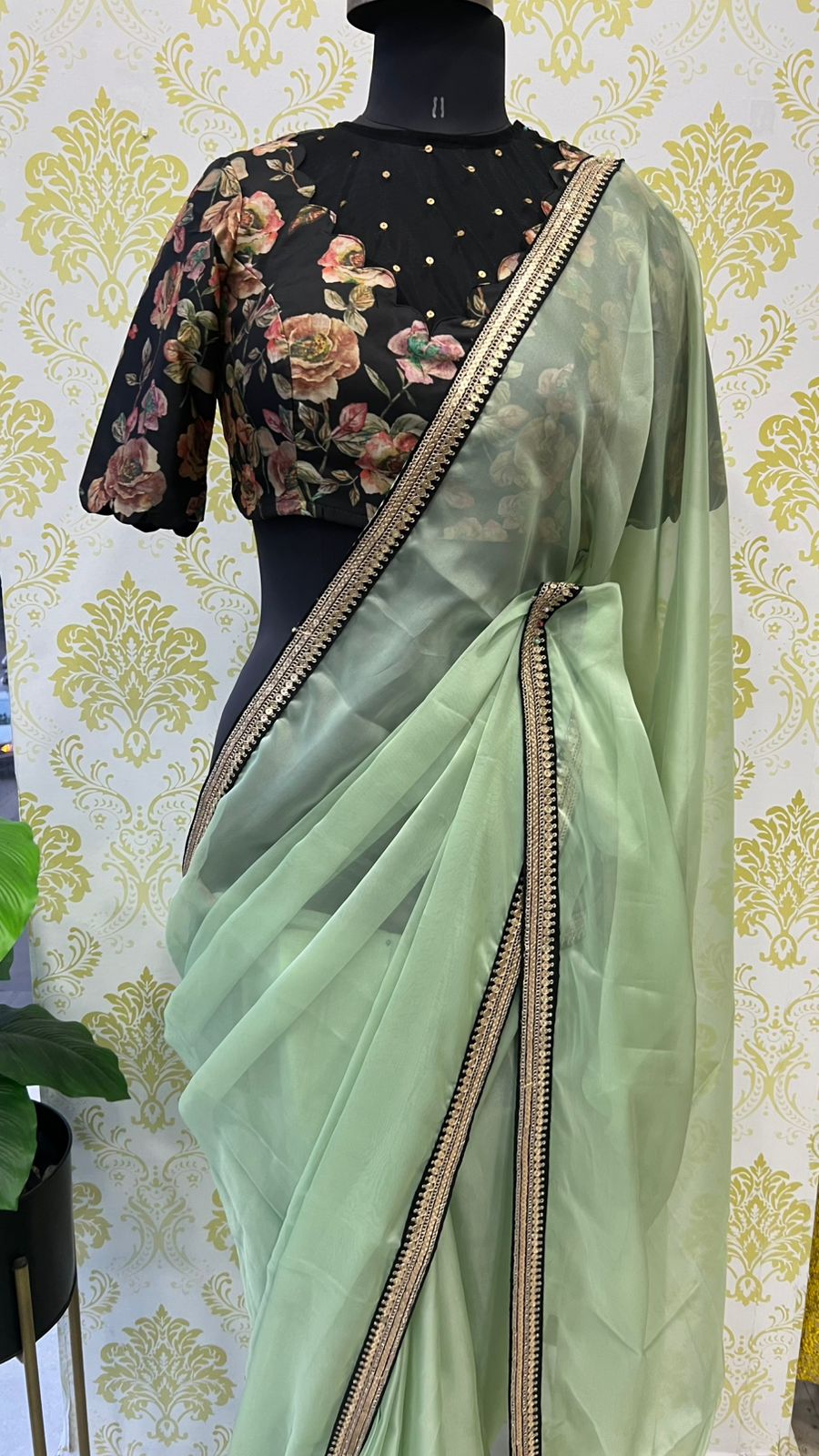 Black floral handwork blouse (only blouse )