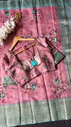 Pink & Feroz organza saree with hand worked blouse
