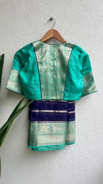 Blue stripped kota saree with cyan blue blouse