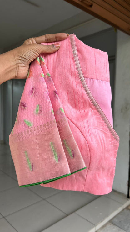 Grey kota saree with baby pink blue blouse