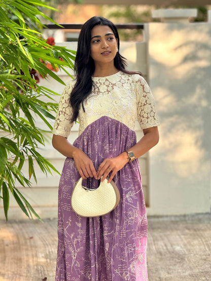 Lavender white 2 piece dress