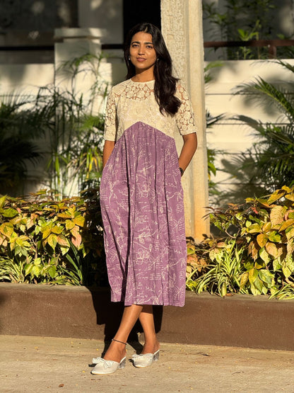 Lavender white 2 piece dress