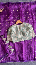 Pista green tissue banarasi mirror blouse (only blouse)