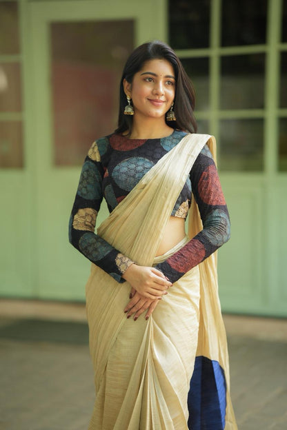 Black hakoba cotton Ajrak handblock print blouse (Only blouse)