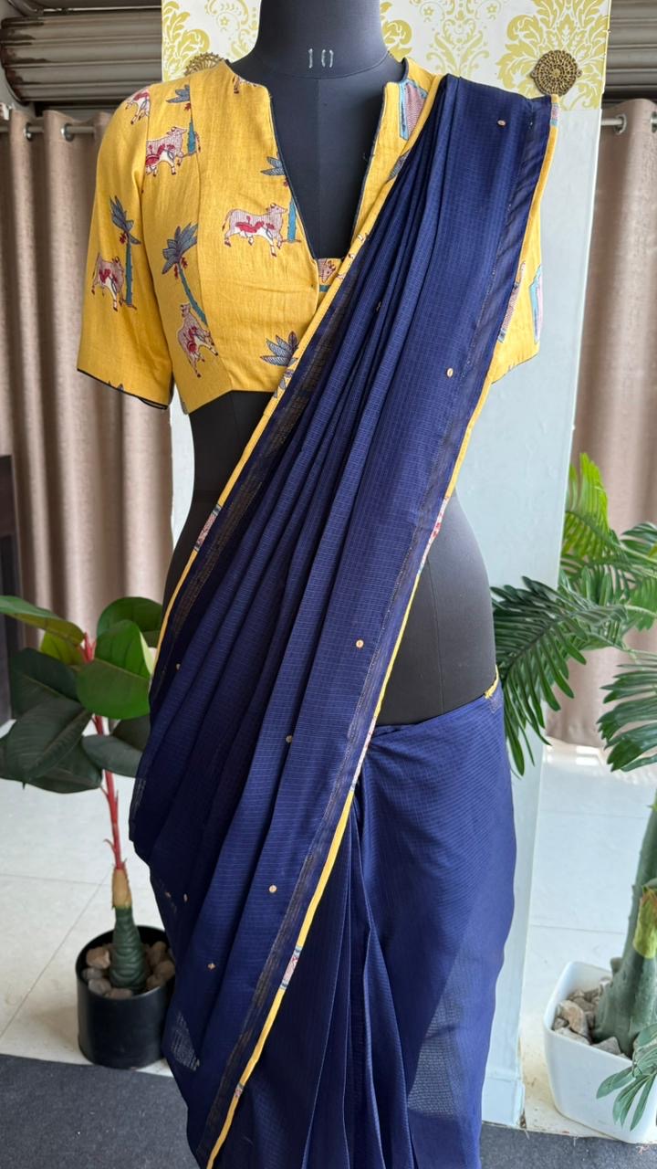 Yellow printed cotton blouse ( only blouse )