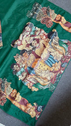 Green soft organza saree with kota kalamkari blouse