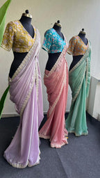 Lilliac soft tissue saree with yellow floral blouse