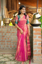 Peacock blue bhagalpuri hand work blouse (only blouse)