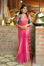 Peacock blue bhagalpuri hand work blouse (only blouse)