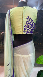Pista green silk embroidery blouse (only blouse)