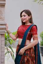 Maroon kalamkari handwork lehenga