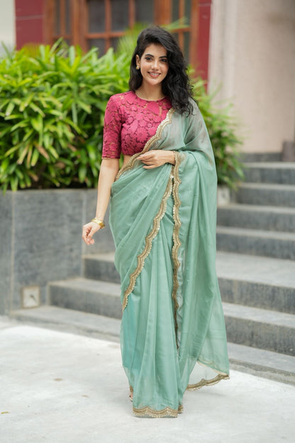 Deep pink cotton embroidery blouse (only blouse)